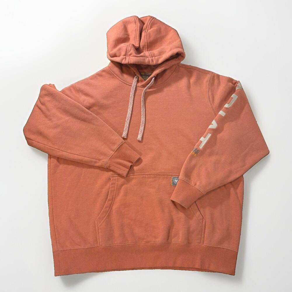 Ariat Rebar Women’s Pullover Workman Hoodie Sweatshirt Coral Pink XXL